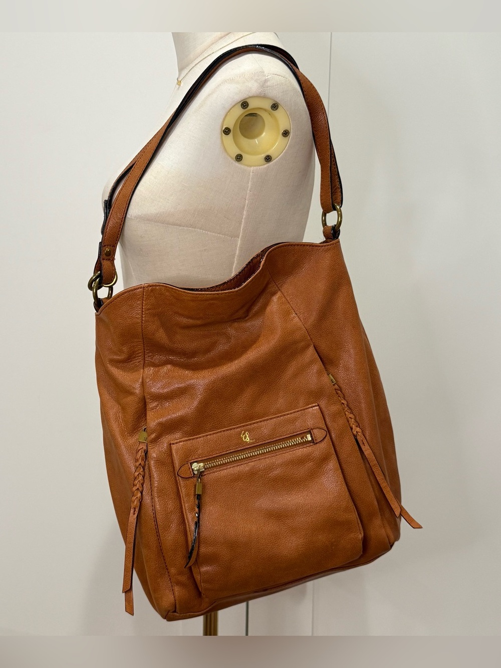 Elliott Lucca Vivien Large Brown Leather Hobo Bag Boho Shoulder Bag Western Chic